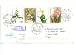 COREE DU SUD - Affranchissement Sur Lettre FDC - Fleurs Orchidées - Corea Del Sur