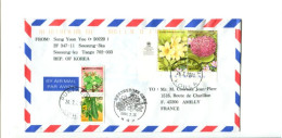 COREE DU SUD - Affranchissement Sur Lettre Par Avion - Fleurs 2001 - Korea (Zuid)