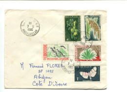 MADAGASCAR - Affranchissement Sur Lettre  - Flore / Papillon - Madagascar (1960-...)