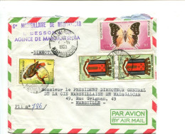 MADAGASCAR - Affranchissement Sur Lettre  - Héraldisme Blason / Papillon / Oiseau - Madagascar (1960-...)