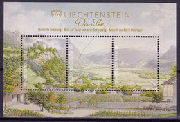 SELTEN RARE Liechtenstein 2022: BONUS-BLOCK "Danke" (3x90) "Blick Auf Vaduz" Von Moriz Menzinger (1832-1914) ** MNH - Unused Stamps