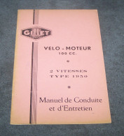 MANUEL DE CONDUITE ET ENTRETIEN VELO MOTEUR VELOMOTEUR 100 CC GILLET HERSTAL 2 VITESSES TYPE 1950 - Motor Bikes
