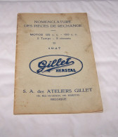 NOMENCLATURE DES PIECES DE RECHANGE MOTOS 125 CC - 150 CC 2 TEMPS 3 VITESSES GILLET HERSTAL 1947, MOTO, MOTOCYCLETTE - Motos