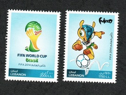 2014 - Lebanon - Liban- FIFA Football World Cup - Brazil- Soccer - Complete Set 2v.MNH** - 2014 – Brasile