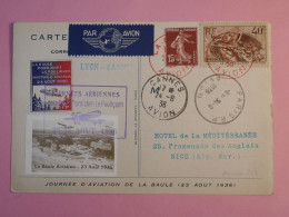 DB17  FRANCE BELLE LETTRE 1936 MEETING LA BAULE A L HOTEL NICE +VIGNETTE +AFF. INTERESSANT+++ - 1927-1959 Cartas & Documentos