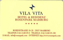 2736- Vila Vita Hotel & Residenz Rosenpark Marburg--- --Hotelkarte, Hotel Key Card, Roomkey - Hotelsleutels (kaarten)