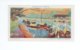 Chromo INDOCHINE Vietnam Sampans Sur Le Mékong Exposition Coloniale 1931 Menier TTB 110 X 60 Mm RARE - Menier