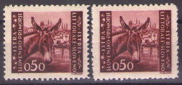 ISTRIA E LITORALE SLOVENO 1945. Tiratura Di Lubiana, Dent. 10 1/2-11 1/2, Sass. 42,DIFFERENT COLOR MH* - Ocu. Yugoslava: Litoral Esloveno