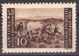 ISTRIA E LITORALE SLOVENO 1945. Tiratura Di Lubiana, Dent. 10 1/2-11 1/2, Sass. 48,  MH* - Ocu. Yugoslava: Litoral Esloveno