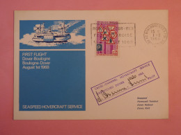 DB17  FRANCE BELLE LETTRE FIRST FLIGHT  OVERCRAFT RR 1968 1ER VOL   BOULOGNE S MER A DOVER  SIGNé PILOTE +++ - First Flight Covers