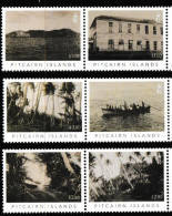 PITCAIRN ISLAND,2023, MNH, OLD POSTCARDS, BOATS, TREES, BUILDINGS,6v - Geography