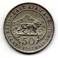 BRITISH EAST AFRICA, 50 Cents, Silver, Year 1942, KM # 27 - British Colony