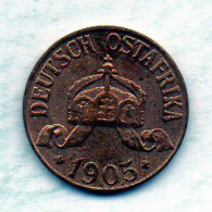 GERMAN EAST AFRICA, 1/2 Heller, Bronze, Year 1905, KM # 6 - German East Africa