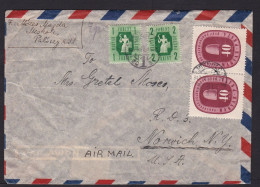 Hungary: Airmail Cover To USA, 1947, 4 Stamps, Agriculture (minor Damage: Creases) - Briefe U. Dokumente