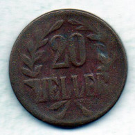 GERMAN EAST AFRICA, 20 Heller, Copper, Year 1916-BB, KM # 15, No Price In Catalogue. - Africa Oriental Álemana