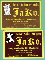 Sticker - Jako - Leder Daim En Pels - Stwg. Op Weelde 29 Merksplas - 2 Stuks - Stickers