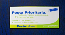 ITALIA 2001 LIBRETTO CARNET POSTA PRIORITARIA 4 FRANCOBOLLI MNH** - Booklets