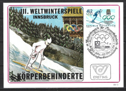 AUTRICHE. N°1594 De 1984 Sur Carte Maximum. Jeux Olympiques D'Hiver Des Handicapés Physiques/Ski. - Handisport