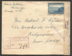 1942 Registered Cover 13c Halifax Harbour #242 CDS Cobourg Ontario FECB Label - Postgeschiedenis