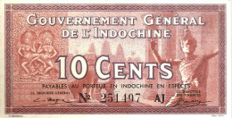 INDOCHINE FRANCAISE 10 CENTS BROWN WOMAN FRONT & ELEPHANT BACK ND(1939) P.85c UNC READ DESCRIPTION - Sonstige – Asien