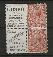 1924 MH Great Britain SG 420d Part Booklet Pane With Adverticement Labels - Nuevos