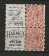 1924 MH Great Britain SG 420d Part Booklet Pane With Adverticement Labels - Nuevos
