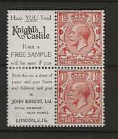 1924 MH Great Britain SG 420d Part Booklet Pane With Adverticement Labels - Ongebruikt