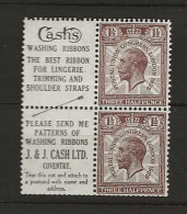 1929 MH Great Britain SG 436bw Part Booklet Pane With Adverticement Labels - Ongebruikt