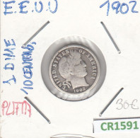 CR1591 MONEDA EEUU 1 DIME PLATA 1902 MBC - Andere & Zonder Classificatie