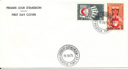 Tunisia FDC 15-9-1973 RED CROSS Red Crescent Complete Set Of 2 With Cachet - Tunisie (1956-...)