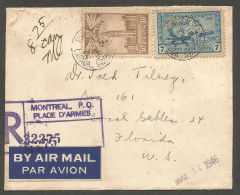 1946 Registered Cover 17c War/Airmail CDS Montreal Place D'Armes PQ Quebec To USA - Postgeschiedenis