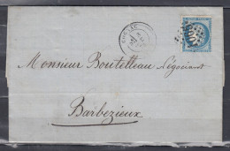 Brief Van GC 1065 Cognac Naar Barbezieux - 1871-1875 Ceres