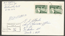 1965 Registered Cover 40c Paper CDS Belleville Sub To Toronto Ontario - Postgeschiedenis