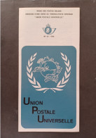 BELGIQUE BELGIO 1974 UNION POSTAL UNIVERSAL UFFICIAL FOLDER STAMP MNH - Nuovi