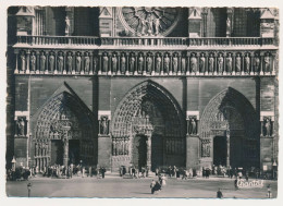 FRANCE -  [75] - PARIS FACADE DE NOTRE DAME LES TROIS PORTAILS ET LA GALERIE DES ROIS 1952 - Notre Dame De Paris