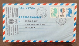 FRANCE Aérogramme Paris 26.6.1983 "TRANSPORT EXCEPTIONNEL DE COURRIER PAR BALLON LE MEGEVE" - Aérogrammes