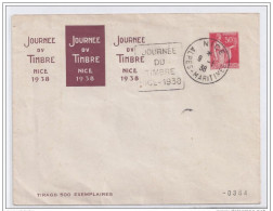 Entier Postal 50c Paix Journée Du Timbre Nice 1938 Daguin - Enveloppes Repiquages (avant 1995)