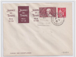 Entier Postal 50c Paix Journée Du Timbre Nice 1938 Daguin Avec Callot - Enveloppes Repiquages (avant 1995)