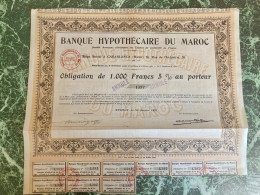 S.A.  BANQUE  HYPOTHÉCAIRE  Du  MAROC  ----------  Obligation  De  1.000 Frs - Bank En Verzekering