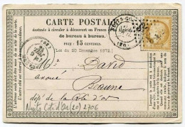 !!! CARTE PRECURSEUR CERES CACHET DE NUITS (COTE D'OR) 1875 - Cartes Précurseurs