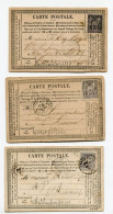 !!! LOT DE 3 CARTES PRECURSEUR TYPE SAGE CACHETS DE PONTRIEUX, CORLAY ET CHATELAUDREN ( COTES DU NORD ) 1878 - Cartes Précurseurs