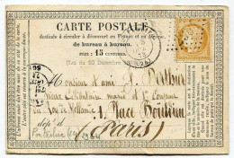 !!! CARTE PRECURSEUR CERES CACHET DE PONTARLIER ( DOUBS ) 1873 - Cartes Précurseurs