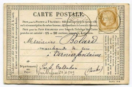 !!! CARTE PRECURSEUR CERES CACHET DE VUILLAFANS ( DOUBS ) - Cartes Précurseurs