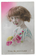 CPA - Vive St Nicolas - Portrait D'une Magnifique Petite Fille Et Fleurs - Edit. ARS 4678 - - Saint-Nicolas