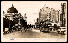 ALTE POSTKARTE MELBOURNE FLINDERS STREET TRAM 239 HAWTHORN TRAMWAY STRASSENBAHN 1937 Underwear Advertising Postcard - Melbourne