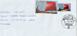 Norvège : Les Drakkars Vikings, Lettre 2023 Norvège à Andorra (Principat) Avec Timbre à Date Illustré Andorra - Storia Postale