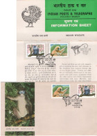 India  - 1983 - Wildlife - FDC  + Official Information Sheet. - Lettres & Documents