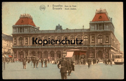 ALTE POSTKARTE BRUXELLES GARE DU NORD STATION BRUSSELS TRAM UNIFORM POLITIE POLICE POLIZIST ENFI TABAC BRÜSSEL - Chemins De Fer, Gares