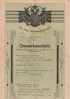 Gewerbeschein - Kais. Königl. Bezirkshauptmannschaft Marienbad - 1916 - 34*21cm (65440) - Historische Dokumente