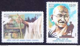 INDIA 2019 Mahatma Gandhi Ahimsa Parmo Dharma Dove Peace 2v SET MNH P.O Fresh & Fine - Mahatma Gandhi